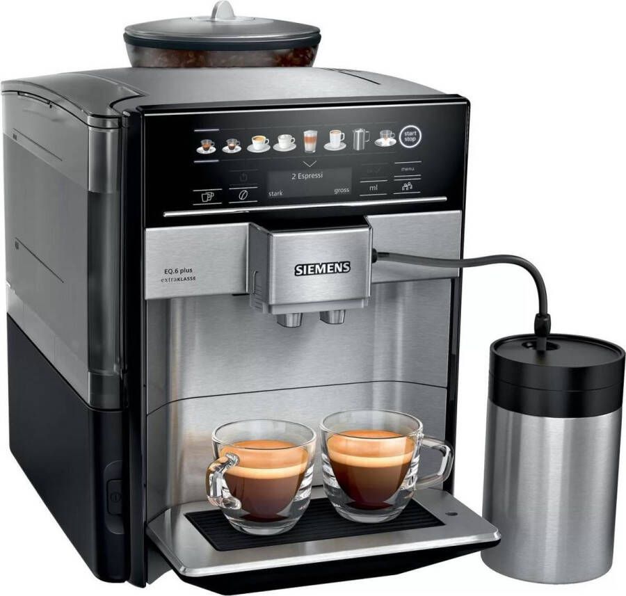 Siemens EQ6 Plus ExtraKlasse TE657F03DE Volautomatische espressomachine Inclusief RVS melkbeker RVS