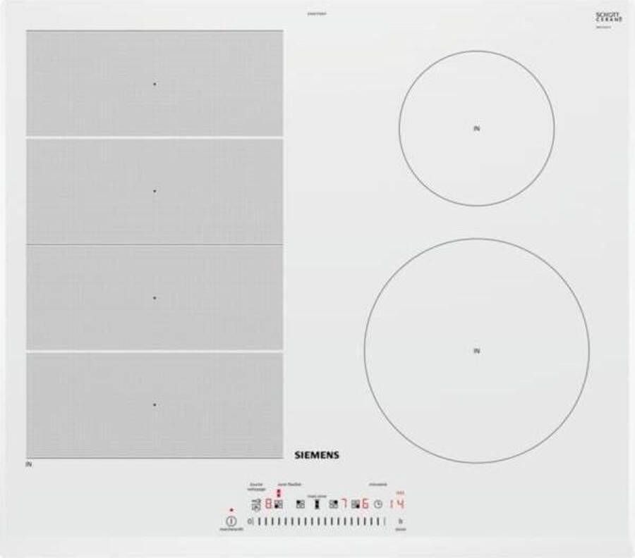 Siemens EX652FEB1F Inductiekookplaat 4 zones 7400W L59 2 x D52 2cm Glascoating Wit