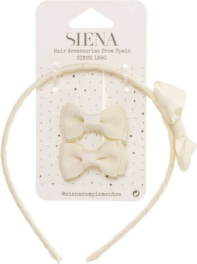 Siena Haarclips Haarband Set Grosgrain Cream Beige 7439