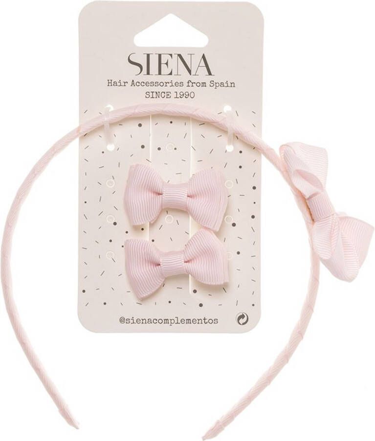 Siena Haarclips Haarband Set Grosgrain Licht Roze 7439