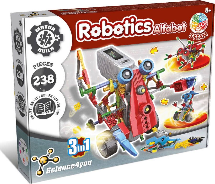 Sience4You Robotics Alphabot Made in Portugal Science Toys for Kids (in 8 languages) Science Speelgoed voor kinderen experimenteerdozen leerzame spellen breinbrekers educatieve speelgoed