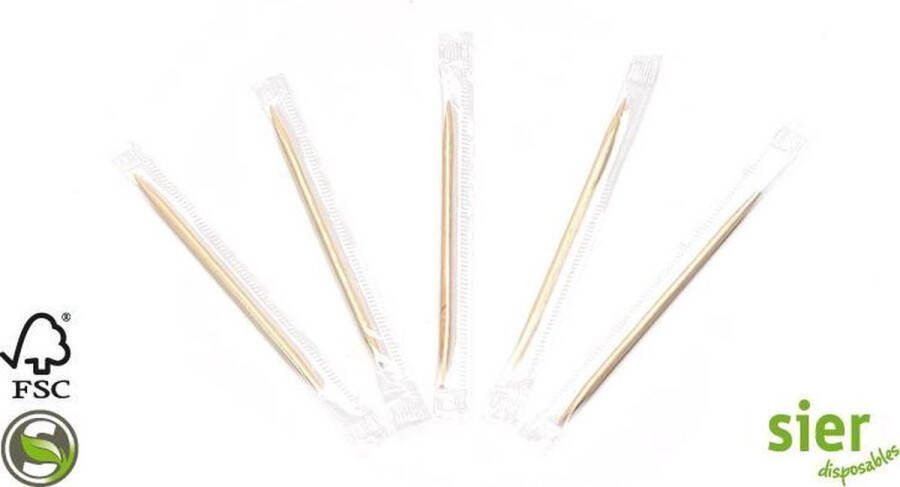 Sier Disposables Sier Houten Tandenstokers (FSC ) 70mm per stuk verpakt ( 1000 Stuks )