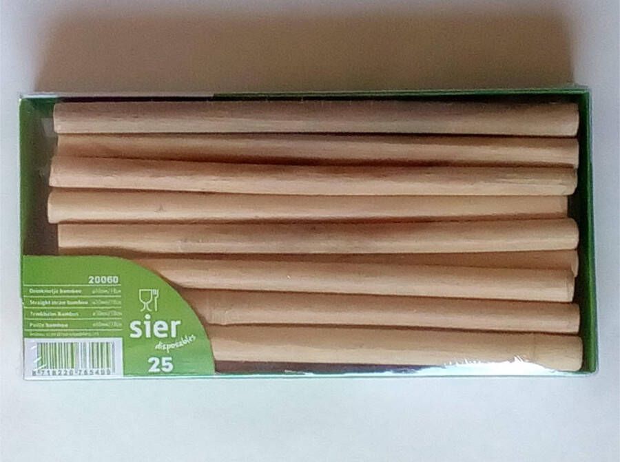 Sier rietjes van echt bamboe 25 stuks