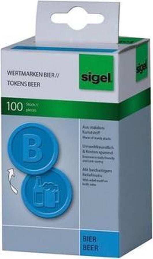 Sigel waardemunten kunststof 100 stuks 25mm bier blauw evenementenmuntjes SI-WM005