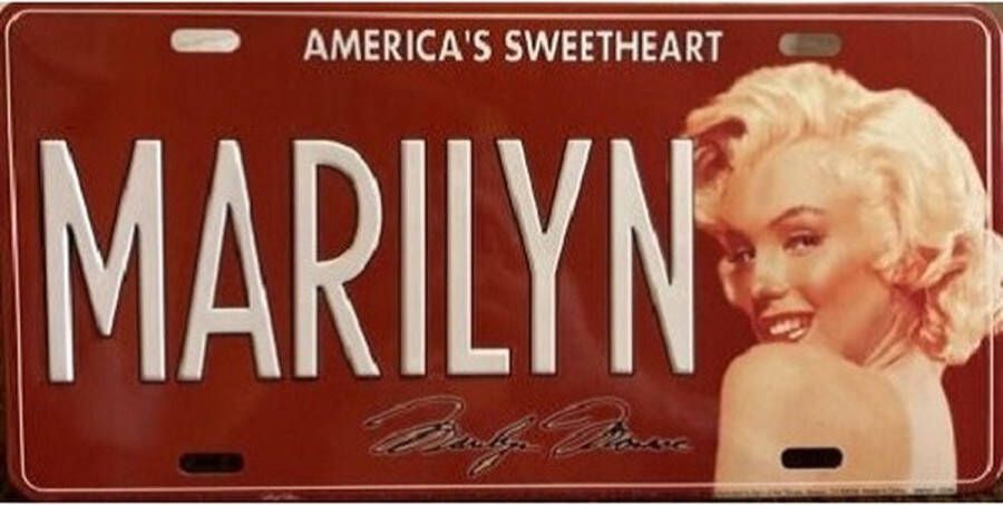 Sign of the times Marilyn Monroe America's Sweetheart. Metalen wandbord in reliëf 15 x 30 cm