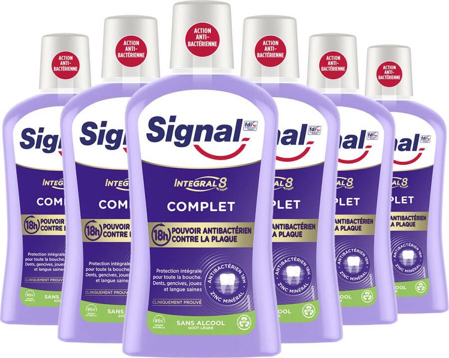 SIGNAL Integral 8 Mondwater Mondspoeling voor complete bescherming Voordeelverpakking 6 x 500 ml