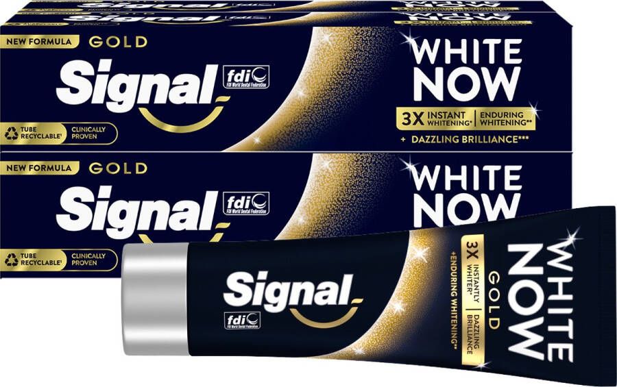 SIGNAL White Now Gold Tandpasta New! 3 x sneller wittere tanden 4 x 75 ml Voordeelverpakking