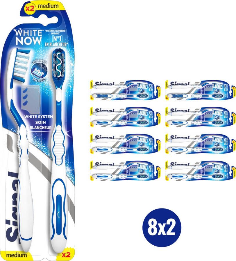Signal White System Tandenborstel Handtandenborstel Medium Voordeelverpakking 8 x 2 pack