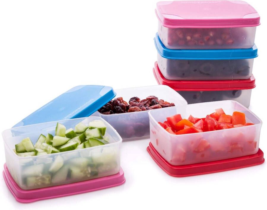 SIGNORA WARE Herbruikbare plastic voedselopslagcontainers stapelbare luchtdichte voedselcontainers voor snacks picknick voedselbereiding en meer set van 6 142 g