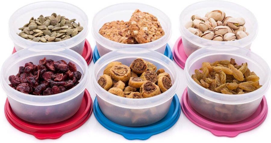 SIGNORA WARE Herbruikbare plastic voedselopslagcontainers stapelbare luchtdichte voedselcontainers voor snacks picknick voedselbereiding picknicks en meer set van 6- 184 g