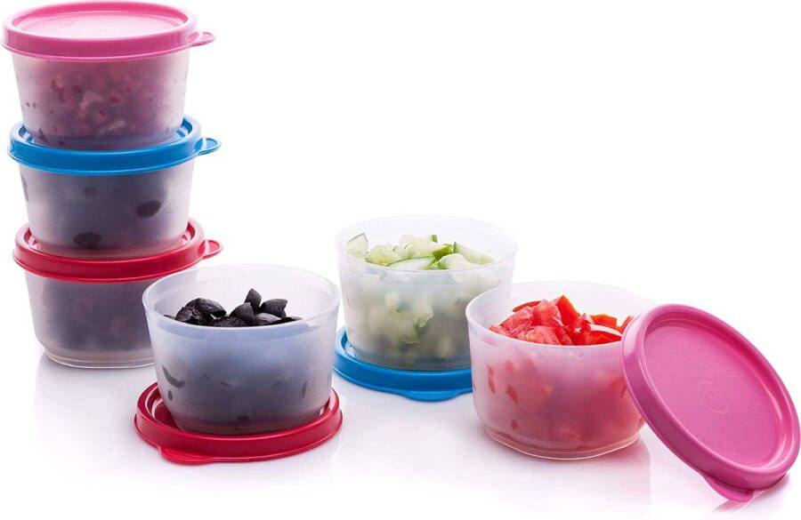 SIGNORA WARE Kleine voedselcontainers met deksels 6 stuks mini-voedselopslagpotten lekvrije snackpotten specerijenbekers stapelbare herbruikbare BPA-vrije plastic vaatwasmachinebestendig draagbare lunchbox babyvoeding portiepotten