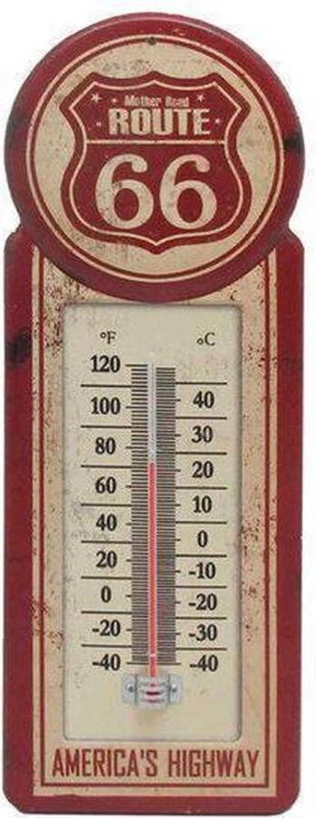 Signs-USA Route 66 Thermometer Retro Wandbord Metaal 39x14 cm