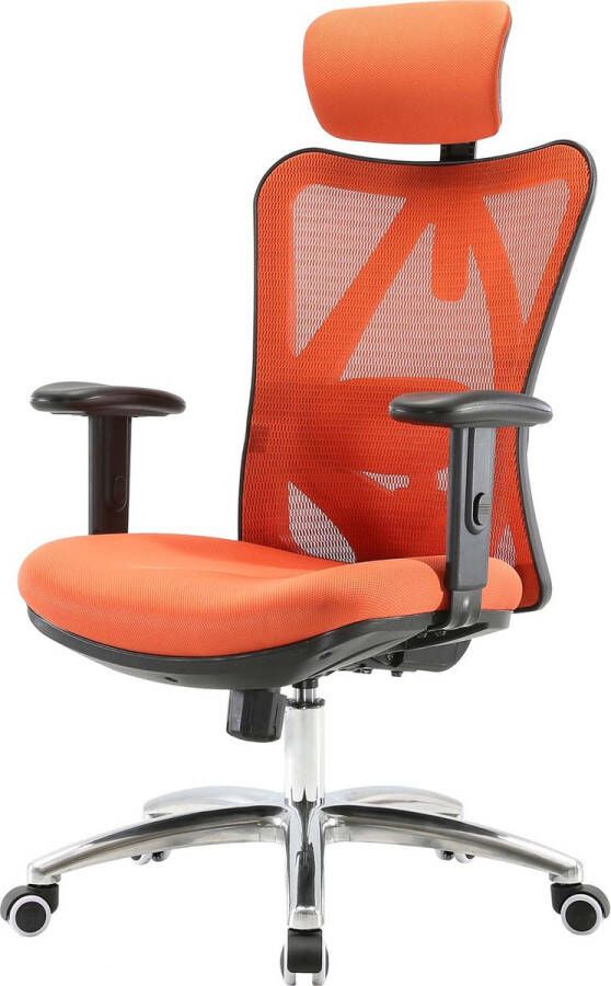 Sihoo bureaustoel ergonomisch verstelbare lendensteun 150kg belastbaar ~ zonder voetsteun oranje
