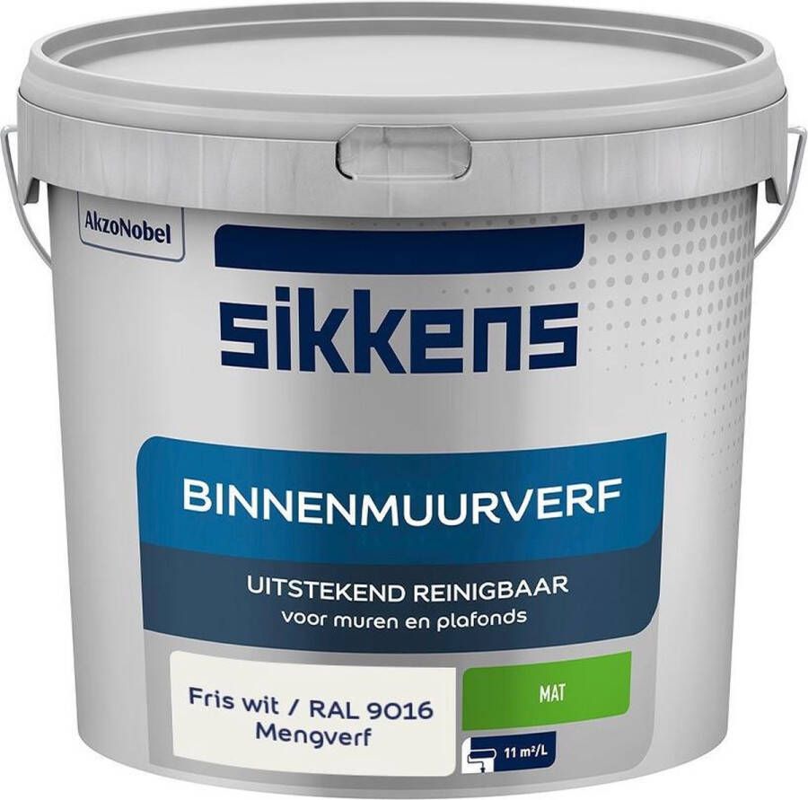 Sikkens Binnen Muurverf Mengkleur Fris wit RAL 9016 5 Liter