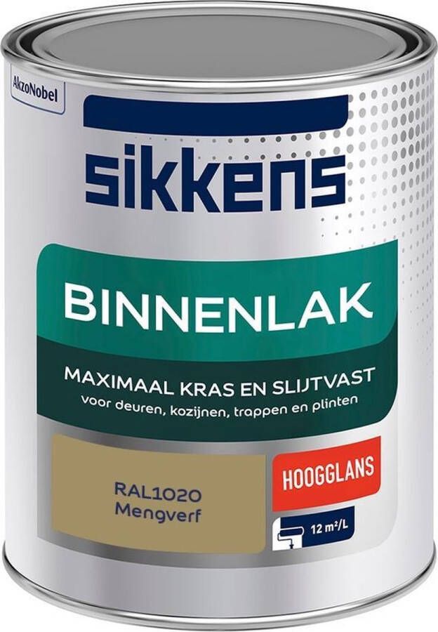 Sikkens Binnenlak Verf Hoogglans Mengkleur RAL1020 1 liter