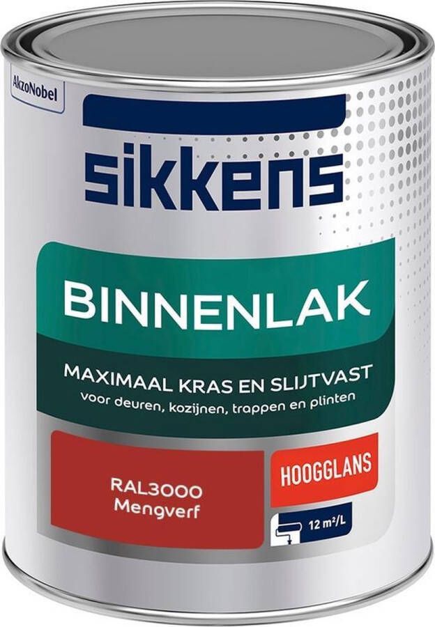 Sikkens Binnenlak Verf Hoogglans Mengkleur RAL3000 1 liter