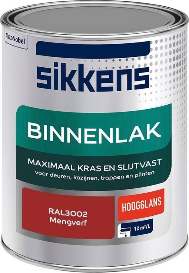 Sikkens Binnenlak Verf Hoogglans Mengkleur RAL3002 1 liter