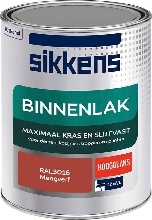 Sikkens Binnenlak Verf Hoogglans Mengkleur RAL3016 1 liter