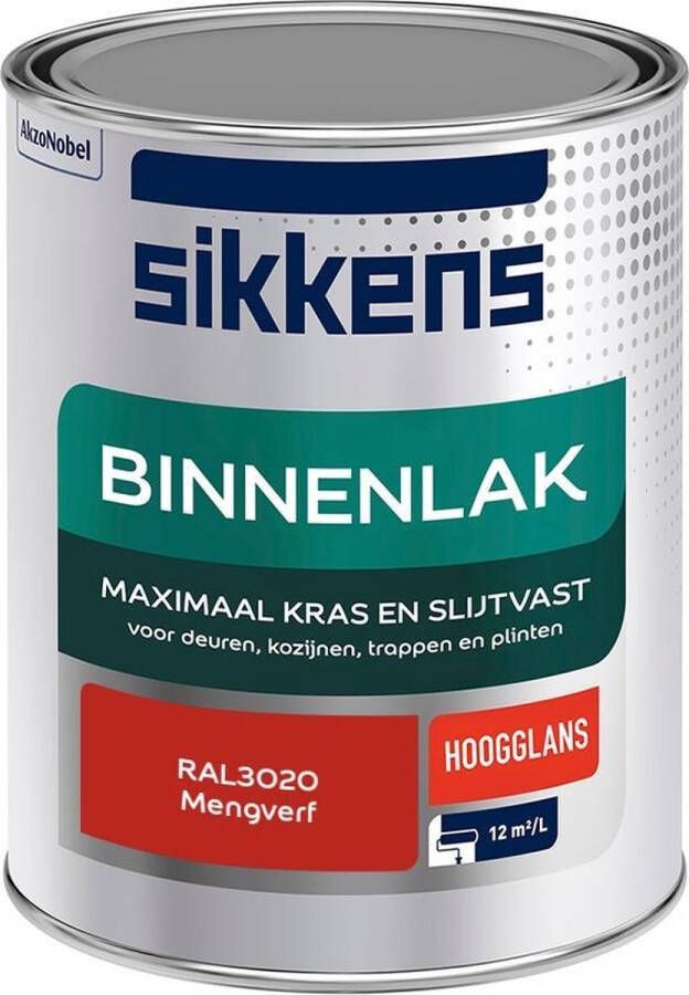 Sikkens Binnenlak Verf Hoogglans Mengkleur RAL3020 1 liter