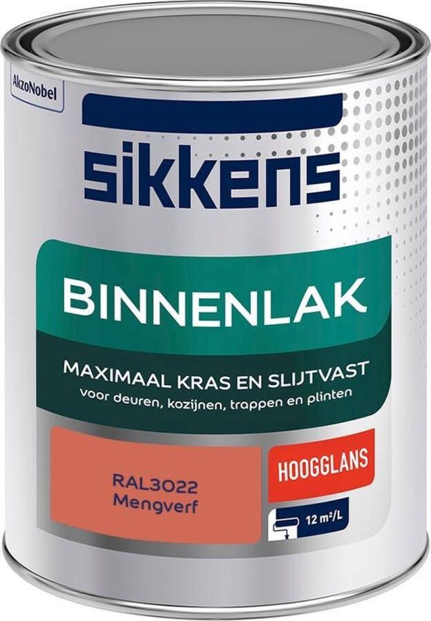 Sikkens Binnenlak Verf Hoogglans Mengkleur RAL3022 1 liter