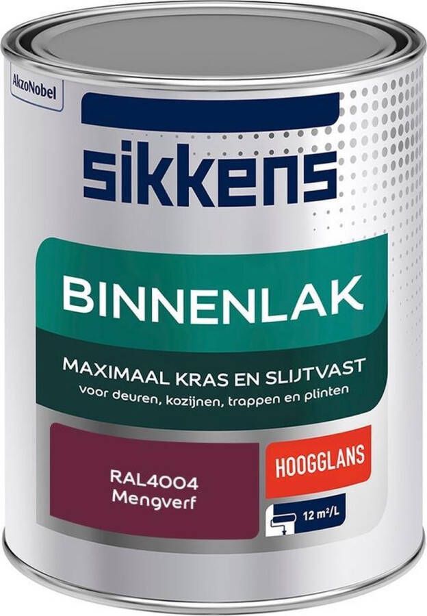 Sikkens Binnenlak Verf Hoogglans Mengkleur RAL4004 1 liter