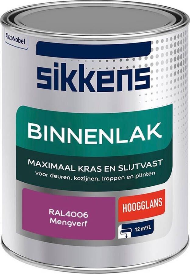 Sikkens Binnenlak Verf Hoogglans Mengkleur RAL4006 1 liter