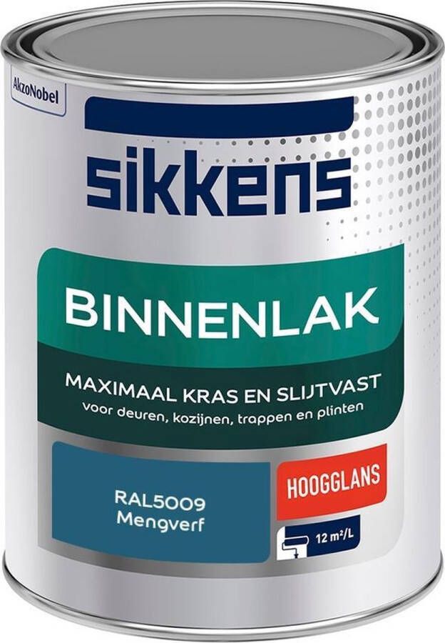 Sikkens Binnenlak Verf Hoogglans Mengkleur RAL5009 1 liter