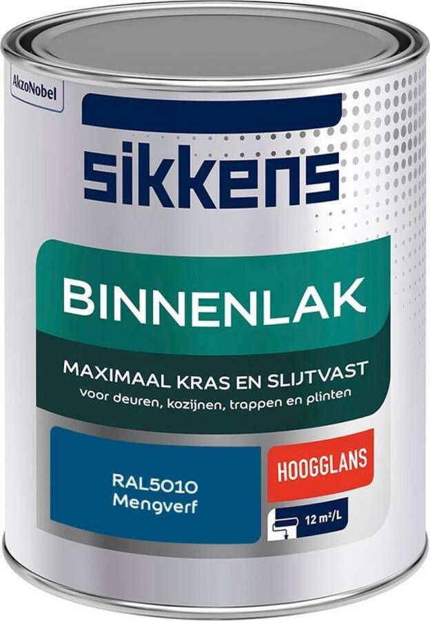 Sikkens Binnenlak Verf Hoogglans Mengkleur RAL5010 1 liter