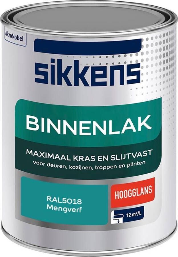 Sikkens Binnenlak Verf Hoogglans Mengkleur RAL5018 1 liter