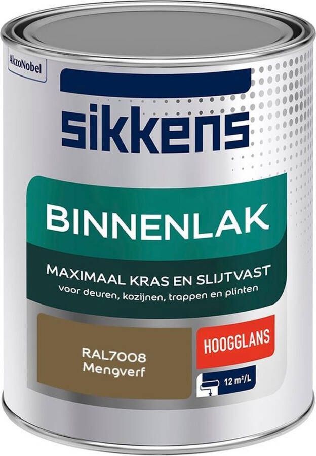 Sikkens Binnenlak Verf Hoogglans Mengkleur RAL7008 1 liter