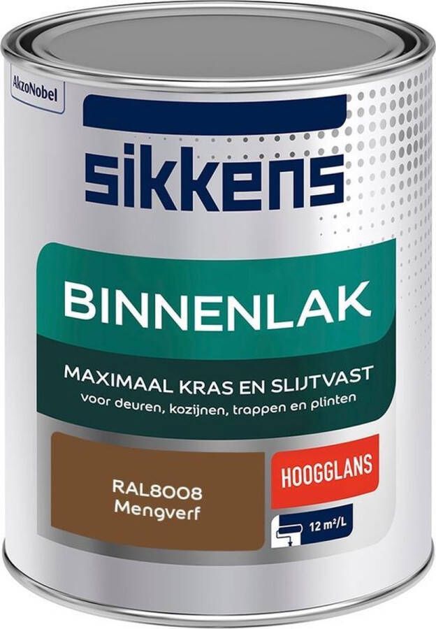 Sikkens Binnenlak Verf Hoogglans Mengkleur RAL8008 1 liter