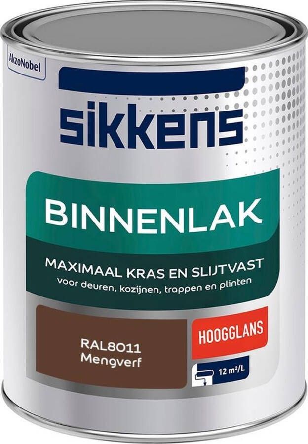 Sikkens Binnenlak Verf Hoogglans Mengkleur RAL8011 1 liter