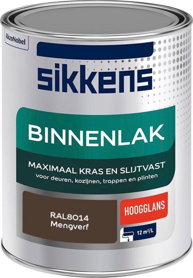 Sikkens Binnenlak Verf Hoogglans Mengkleur RAL8014 1 liter