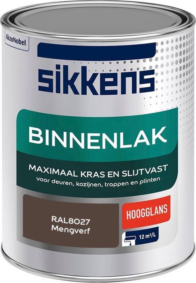 Sikkens Binnenlak Verf Hoogglans Mengkleur RAL8027 1 liter