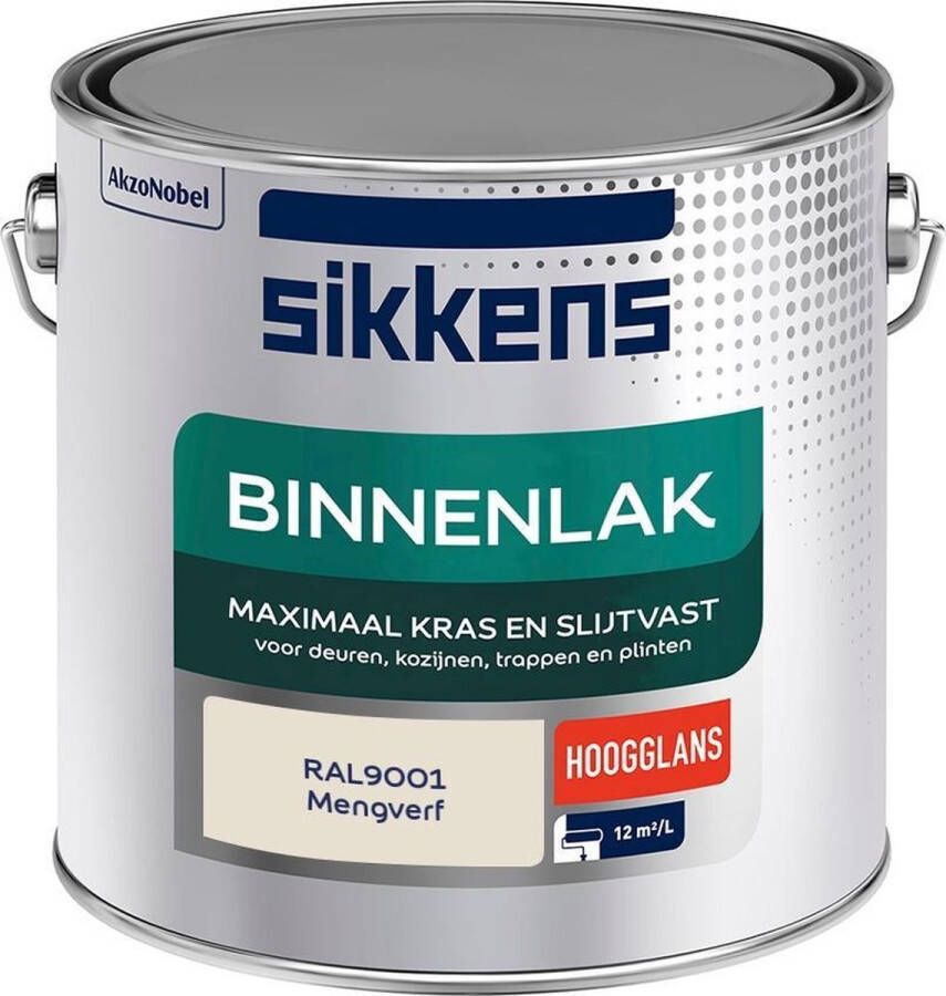 Sikkens Binnenlak Verf Hoogglans Mengkleur RAL9001 2 5 liter