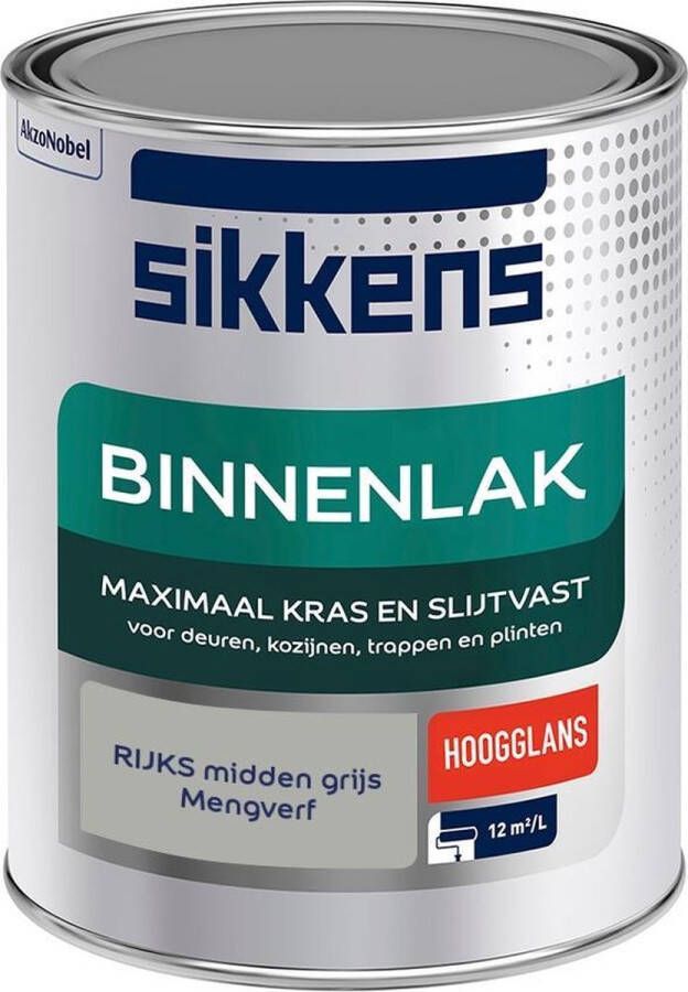 Sikkens Binnenlak Verf Hoogglans Mengkleur RIJKS midden grijs 1 liter