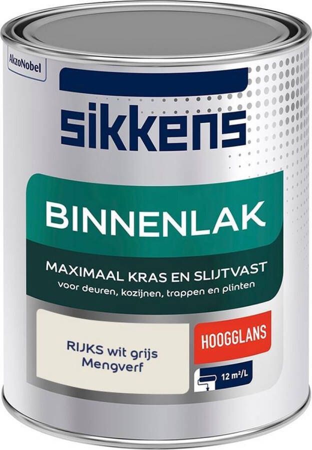 Sikkens Binnenlak Verf Hoogglans Mengkleur RIJKS wit grijs 1 liter