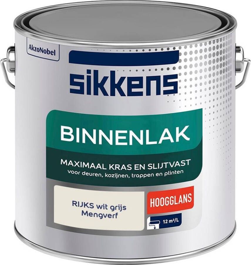 Sikkens Binnenlak Verf Hoogglans Mengkleur RIJKS wit grijs 2 5 liter