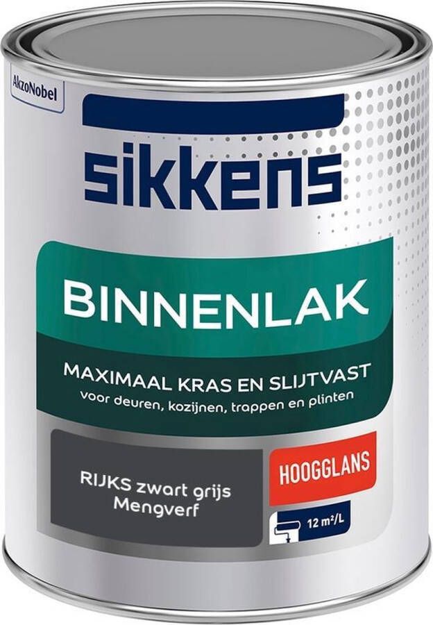 Sikkens Binnenlak Verf Hoogglans Mengkleur RIJKS zwart grijs 1 liter