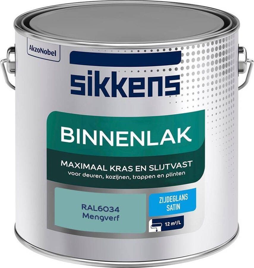 Sikkens Binnenlak Verf Zijdeglans Mengkleur RAL6034 2.5L
