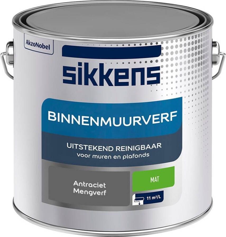 Sikkens Binnenmuurverf Muurverf Mengkleur Antraciet 2 5 Liter