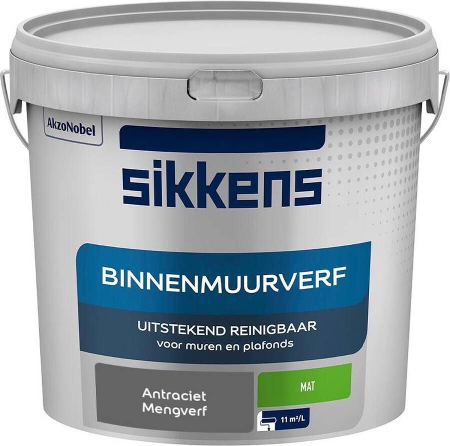 Sikkens Binnenmuurverf Muurverf Mengkleur Antraciet 5 Liter