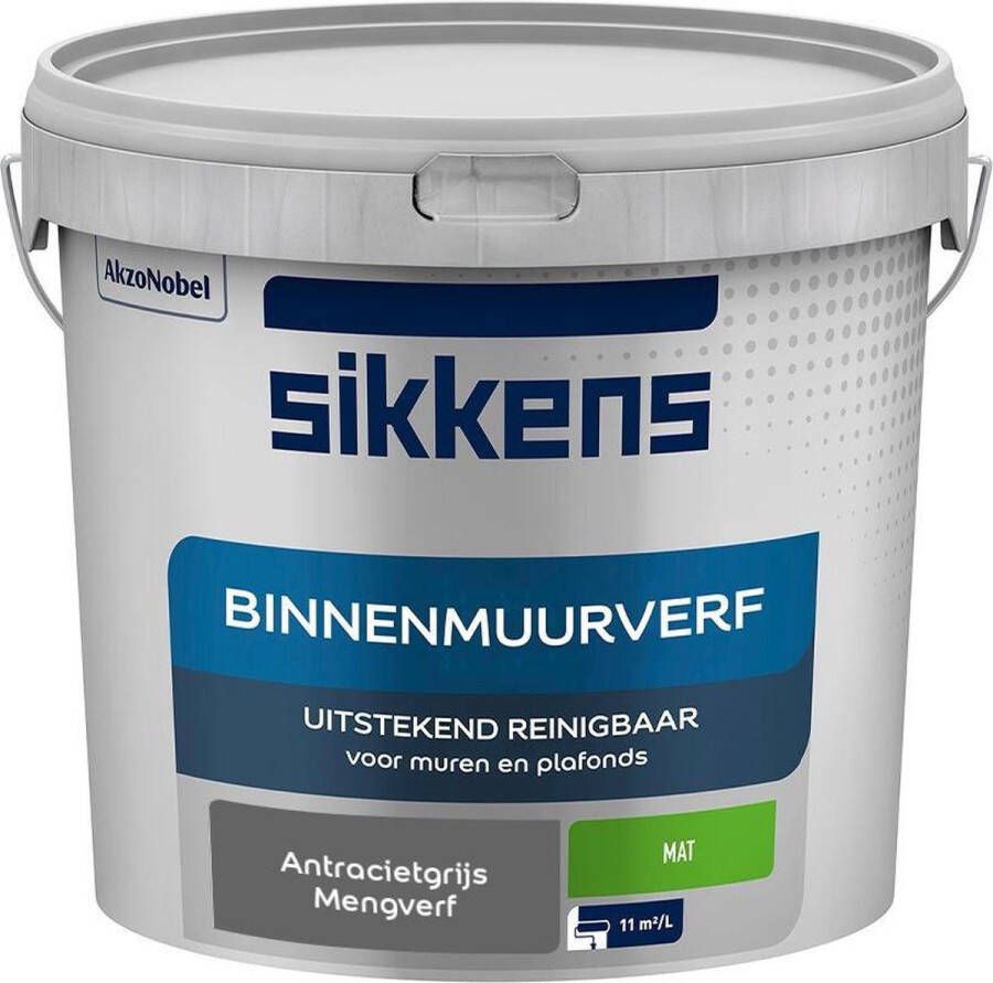 Sikkens Binnenmuurverf Muurverf Mengkleur Antracietgrijs 5 Liter