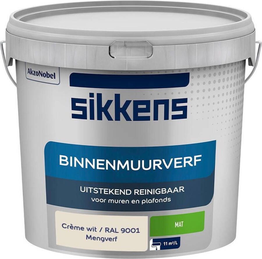 Sikkens Binnenmuurverf Muurverf Mengkleur Crème wit RAL 9001 5 Liter