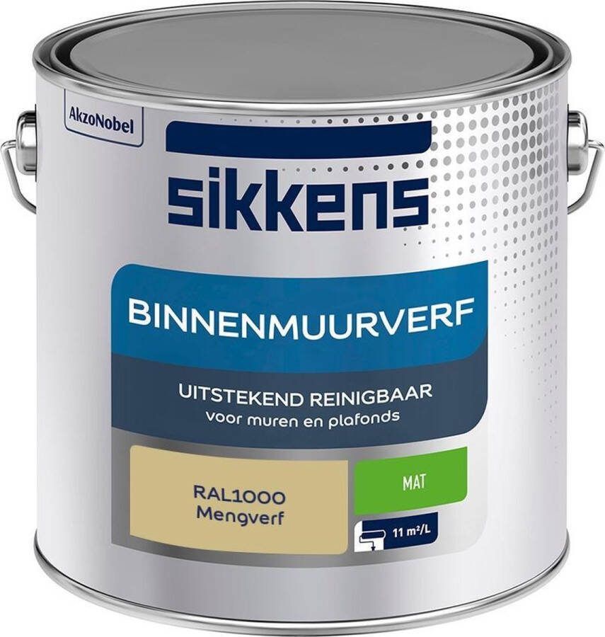 Sikkens Binnenmuurverf Muurverf Mengkleur Mat RAL1000 2.5L