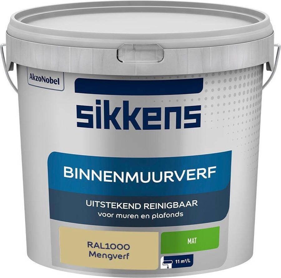 Sikkens Binnenmuurverf Muurverf Mengkleur Mat RAL1000 5L