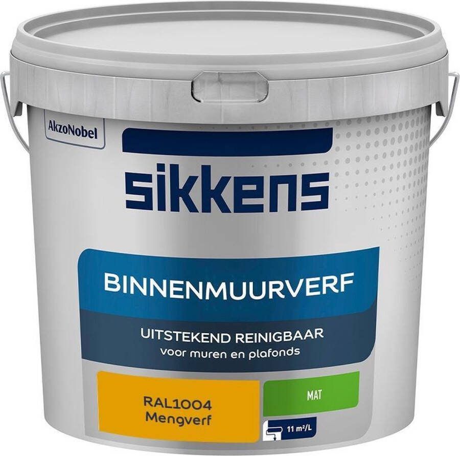 Sikkens Binnenmuurverf Muurverf Mengkleur Mat RAL1004 5L
