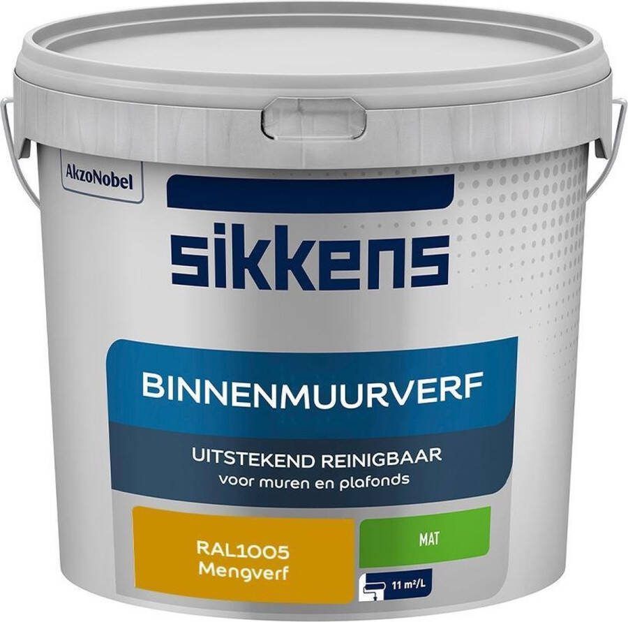 Sikkens Binnenmuurverf Muurverf Mengkleur Mat RAL1005 5L