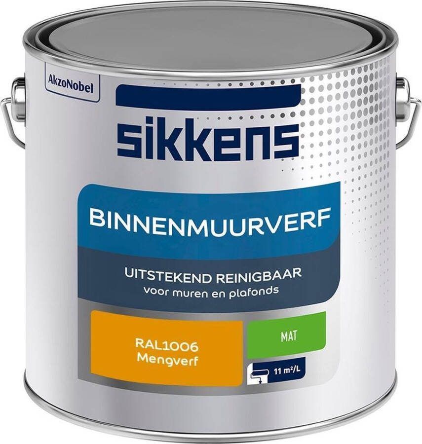 Sikkens Binnenmuurverf Muurverf Mengkleur Mat RAL1006 2.5L
