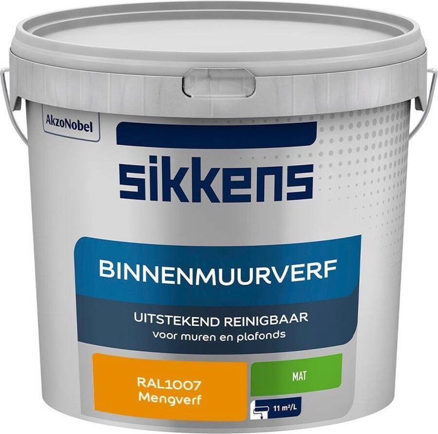 Sikkens Binnenmuurverf Muurverf Mengkleur Mat RAL1007 5L
